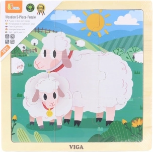 VIGA drevené puzzle ovečky – 9 dielikov