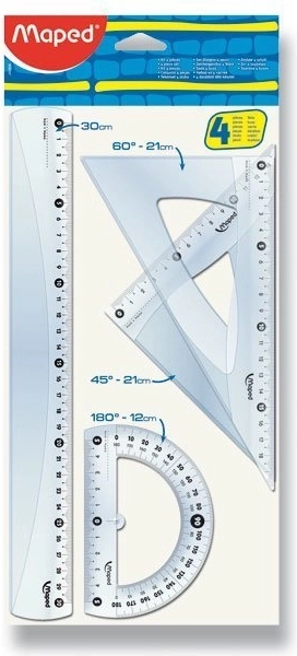 Maped sada pravítok Classic, 4‑dielna priehľadná