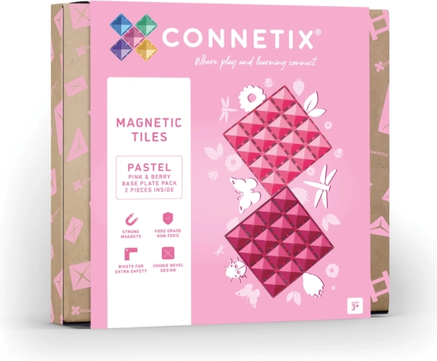 Magnetické stavebné podložky Pastel Pink & Berry, 2 ks