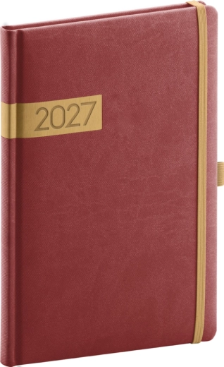 Notique týždenný diár Twill 2027 bordovo-zlatý 15 × 21 cm