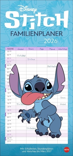 Disney Stitch rodinný plánovací kalendár 2026 - 1 kus