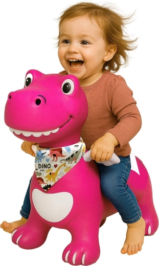 Skákací dinosaurus HoppyDoo s krídlami a pumpičkou, ružový