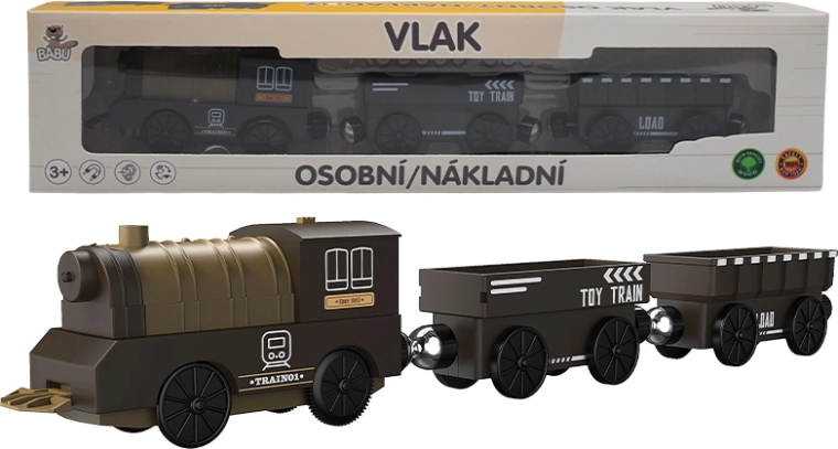 BABU parná nákladná lokomotíva s vagónmi na batérie