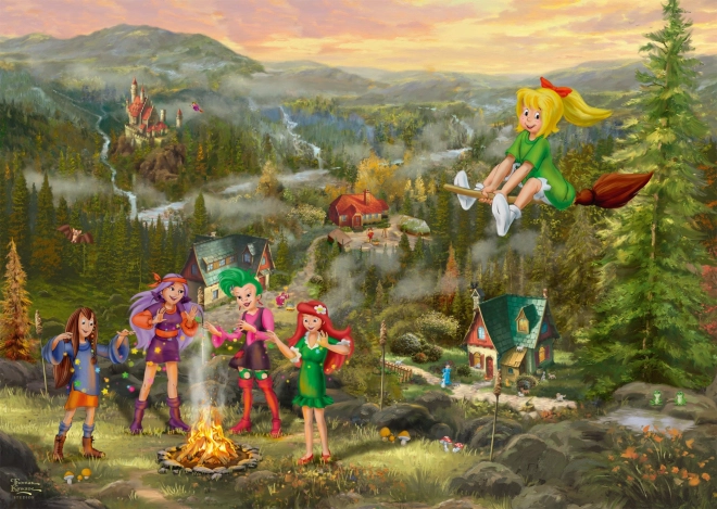 Puzzle Malá čarodejnica Bibi: Zraz malých čarodejníc 1000 dielikov