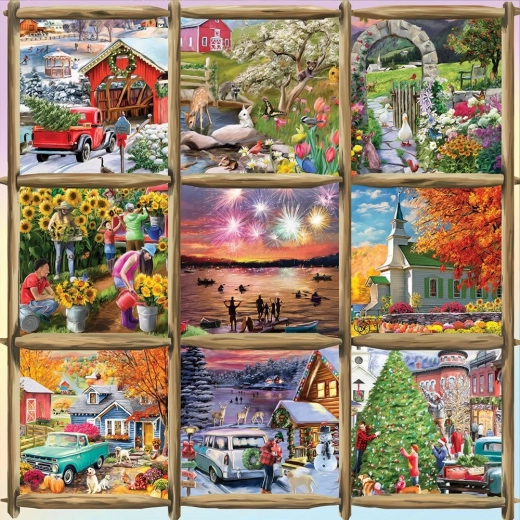 Štvorcové puzzle Koláž Jar, Leto, Jeseň, Zima 1000 dielikov