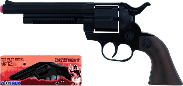 Kovbojský revolver kovový čierny 12 rán