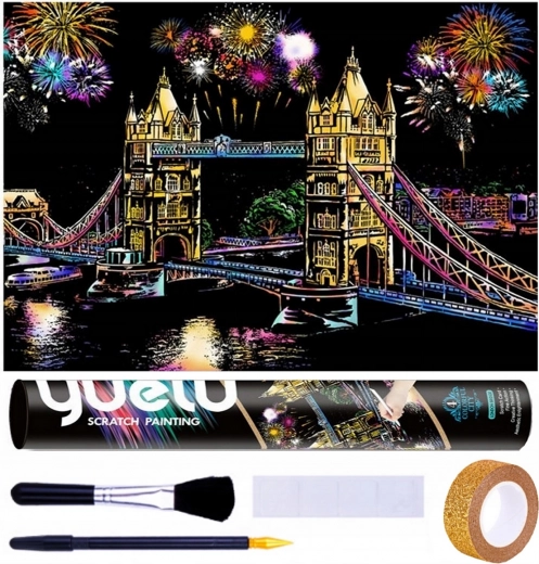 Škrabací obrázok Londýn Tower Bridge 75x52 cm