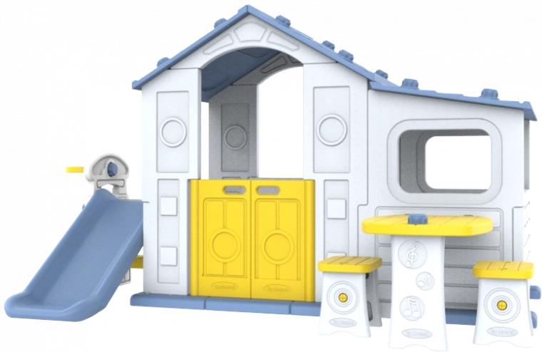 Veľký detský domček s modrou strechou