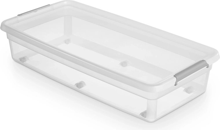 Basestore úložný box s vekom, klipsami a kolieskami 35 l