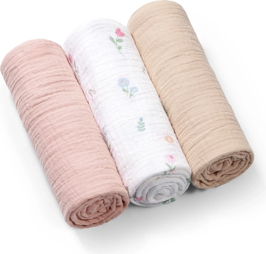 BabyOno mušelínové plienky Super Soft ružové 70 × 70 cm (3 ks)