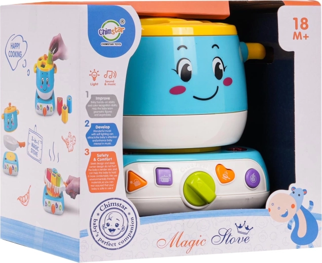 Interaktívny sporák s hrncom a triedičom tvarov