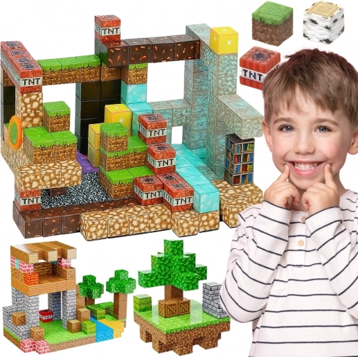 Woopie magnetické stavebné kocky – 3D magnetické kocky, vzdelávacia sada 63 ks