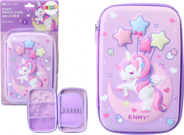 Veľký 3D peračník Jednorožec, fialový 23 × 15 × 5 cm