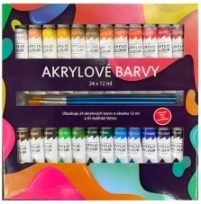 Akrilové farby 24×12 ml so štetcami, na keramiku, sklo, drevo a papier