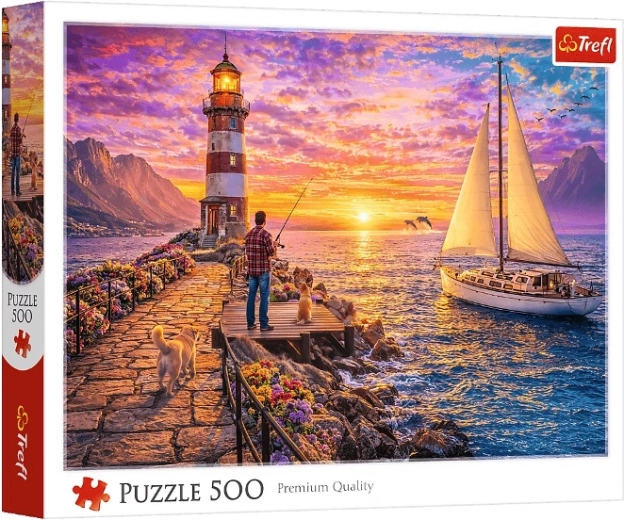 Puzzle 500 dielikov maják pri západe slnka