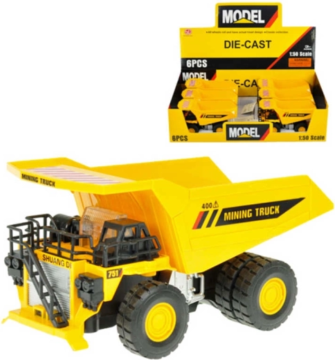 Kovový model sklápačky na spätný pohon so svetlom a zvukom 16 cm (1:50) - 1 kus
