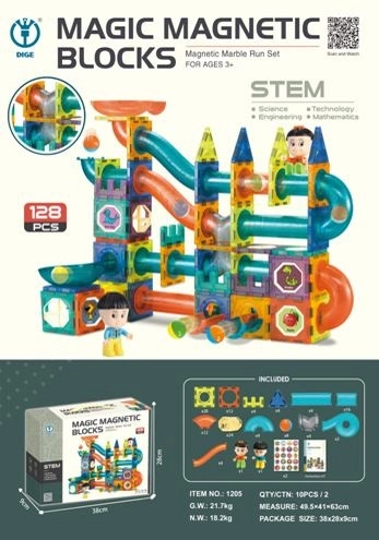 Magnetické stavebnice sada 128 dielov