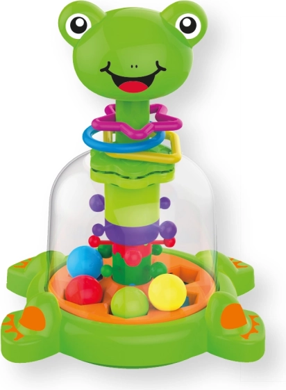 Žabí mechanický kolotoč s guličkami pre deti