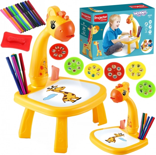 Projekčný kresliaci stolík žirafa s fixkami WOOPIE