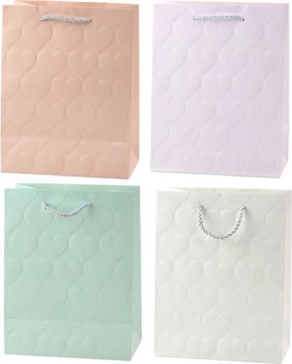 Elegantná darčeková taška s reliéfnymi srdcami 23 x 18 x 10,5 cm