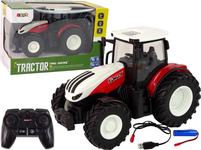 Diaľkovo ovládaný traktor 1:24 červenobiely Farma