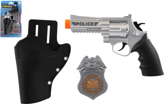 Detská policajná sada: revolver s puzdrom a odznakom