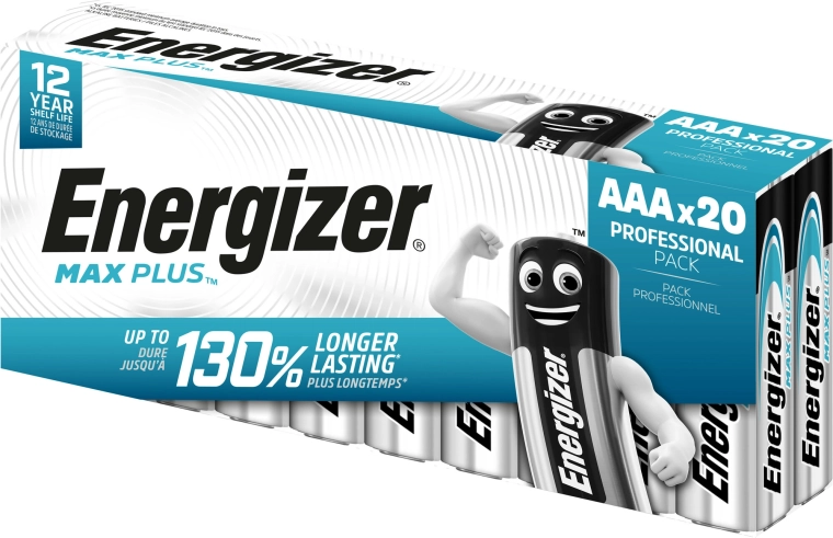 Energizer Max Plus AAA alkalické batérie, 20 ks