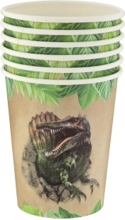 Papierové poháriky na dinosauriu párty 250 ml, 6 ks