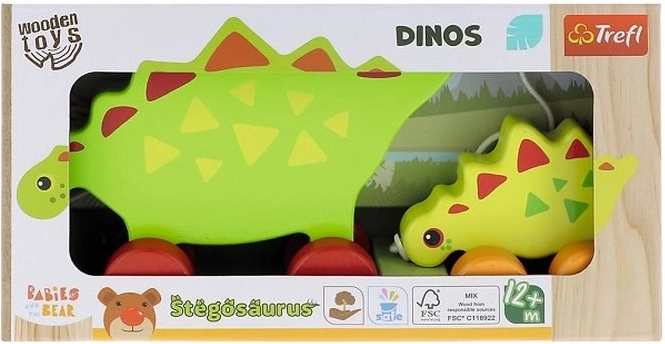 Trefl drevená ťahacia hračka dinosaury stegosaurus