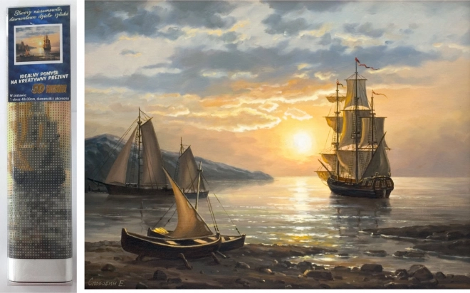 Diamantové maľovanie – plachetnica 30 × 40 cm