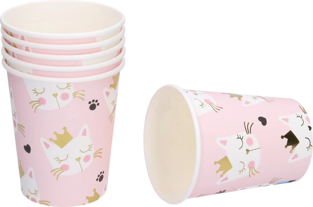 Papierové párty poháre Mačka 250ml, 6 ks