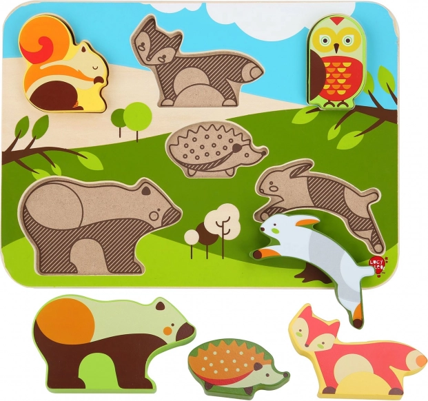 Lucy & Leo drevené vkladacie puzzle lesné zvieratká, 7 dielikov