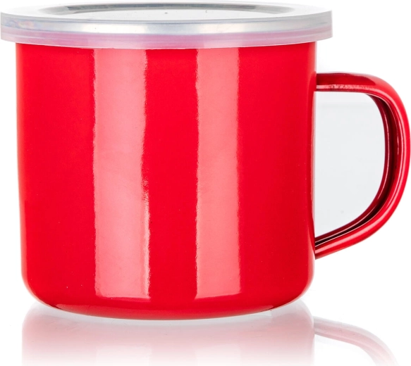 Smaltovaný hrnček s viečkom 0,5 l červený