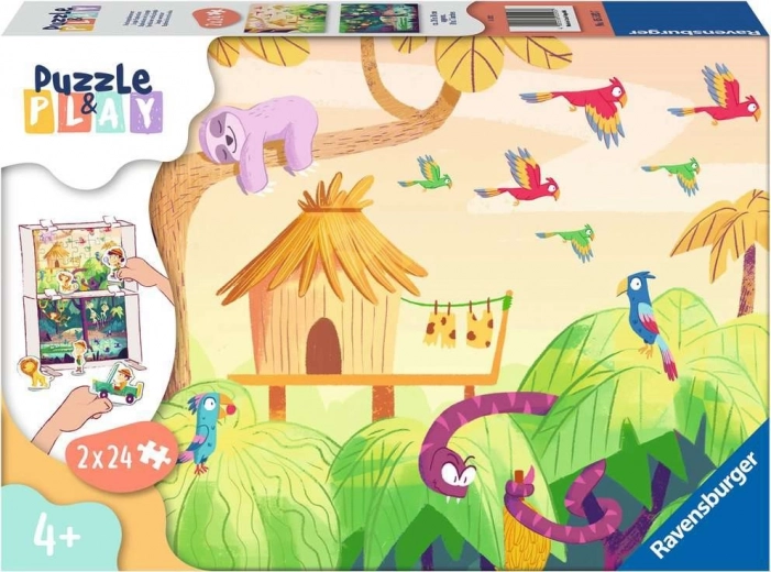 Ravensburger Puzzle & Play: dobrodružstvá v džungli 2×24 dielikov