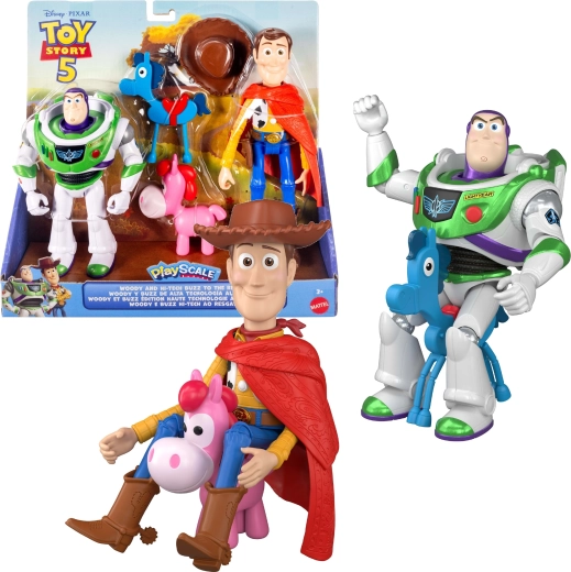 Mattel Disney Pixar Toy Story 5 sada figúrok Woody a Buzz Rakeťák Hi‑Tech + 2 poníky