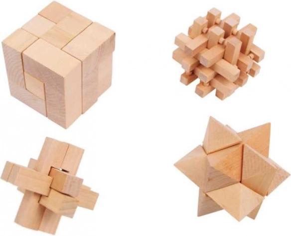 Drevené Hlavolamy Set 4 ks