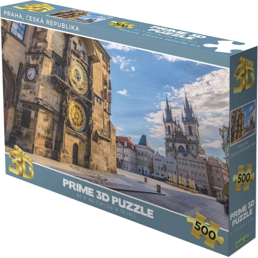 Prime 3D puzzle Česká republika: Praha (Staromestské námestie, orloj) 500 dielikov, holografické