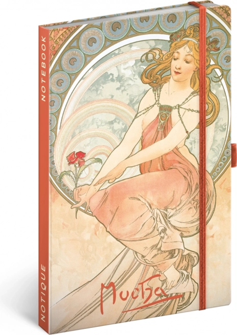 Notes NOTIQUE Alfons Mucha – Maliarstvo, linajkovaný 13 × 21 cm