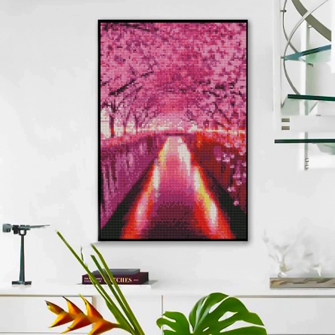 Diamantové maľovanie – sakurová alej 30 × 40 cm
