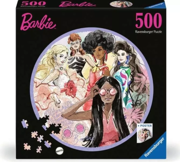 Ravensburger okrúhle puzzle Barbie: módne ikony 500 dielikov