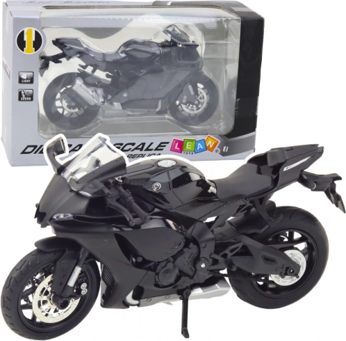 Model športový motocykel čierny s kovovými prvkami 1:12
