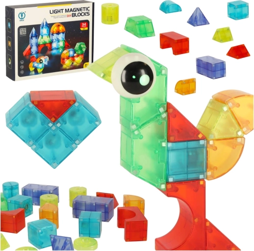 Magnetické stavebnice svietiace 3D kocky 32 ks