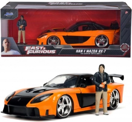 Rýchlo a zbesilo model auta 1997 Mazda RX-7 s figúrkou Han Lue