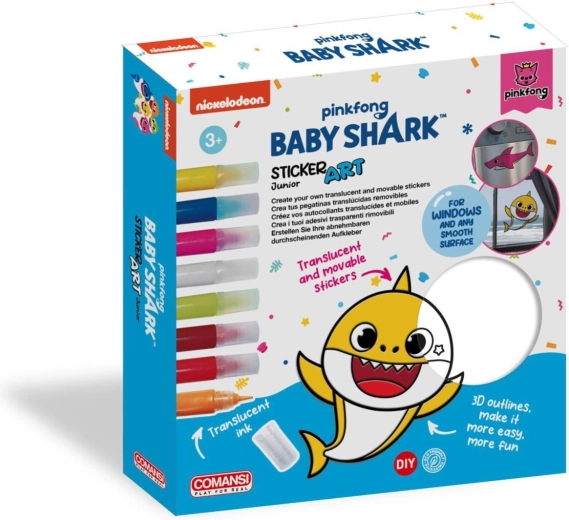 Baby Shark kreatívna sada na okenné nálepky a omaľovánky s farbami