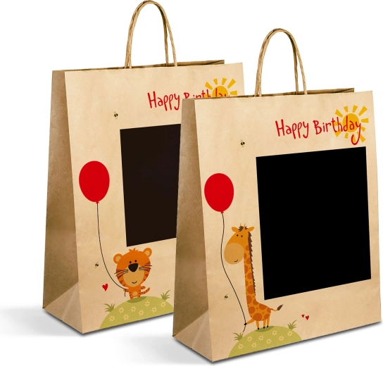 Papierová darčeková taška na fľašu Kraft 26,5 × 12,7 × 33 cm - 1 kus
