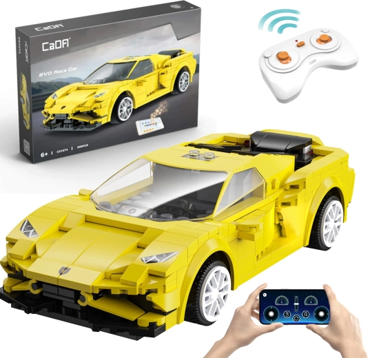 Stavebnica CaDA EVO Race Car – žlté RC závodné auto 289 dielikov, Dual Mode