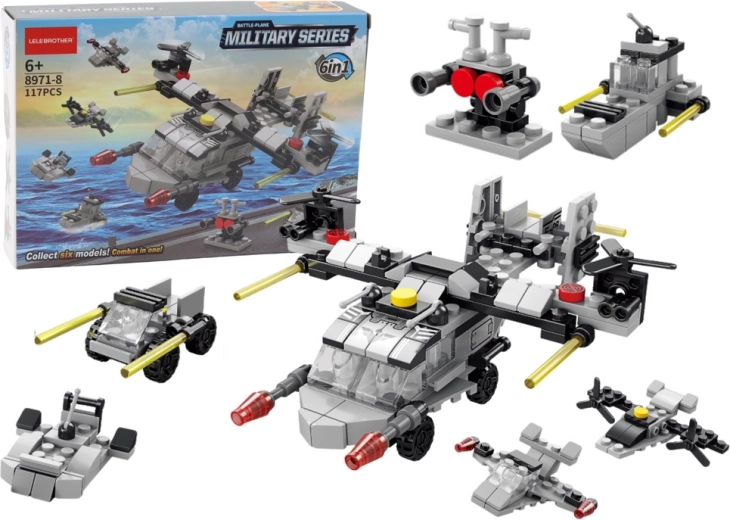 Stavebnica Vrtuľník 6 v 1 Sada kutilských vozidiel 117 dielov.