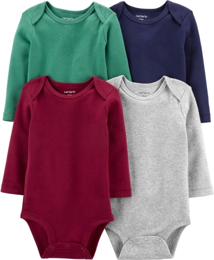 Carter's chlapčenské dojčenské body s dlhým rukávom multicolor 4 ks, veľ. 56 (NB)