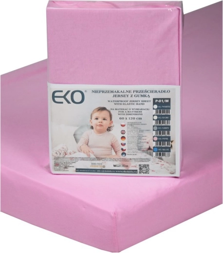 EKO nepremokavé prestieradlo s gumou z džerseja ružové 120 × 60 cm