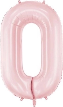 Fóliový balónik číslica 0 matný svetloružový 86 cm